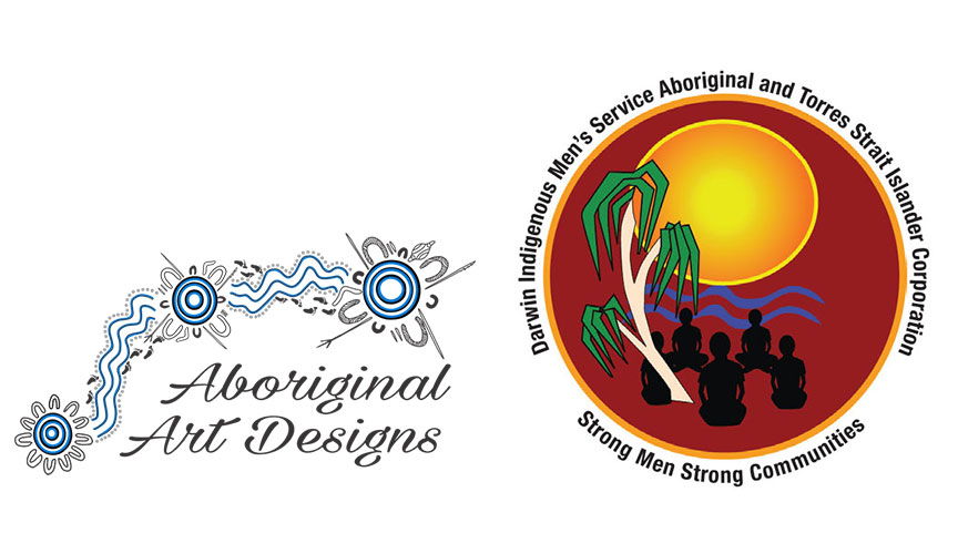 Aboriginal Art Designs and Darwin Indigenous Men's Service logos
